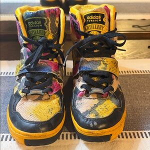 adidas Kids High-Top Sneakers in Yellow, Pink and Black